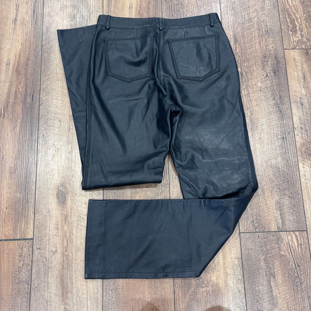 VTG Armani Collezioni 100% Leather Straight Pants Black EUC Size 6 Italy Made - Picture 4 of 10